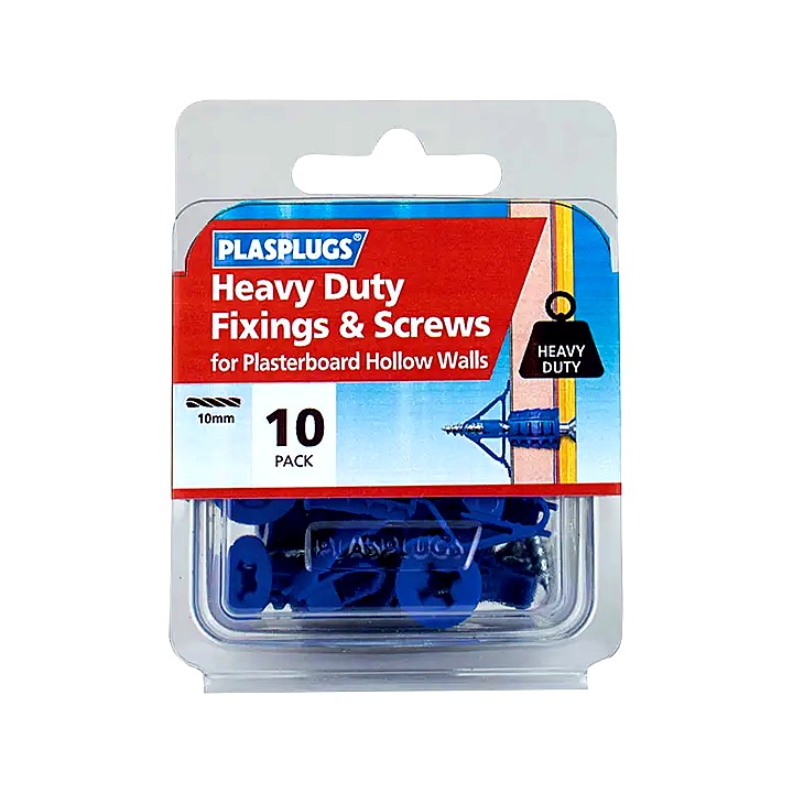 Plasplugs Heavy-Duty Plasterboard Fixings Pack of 10