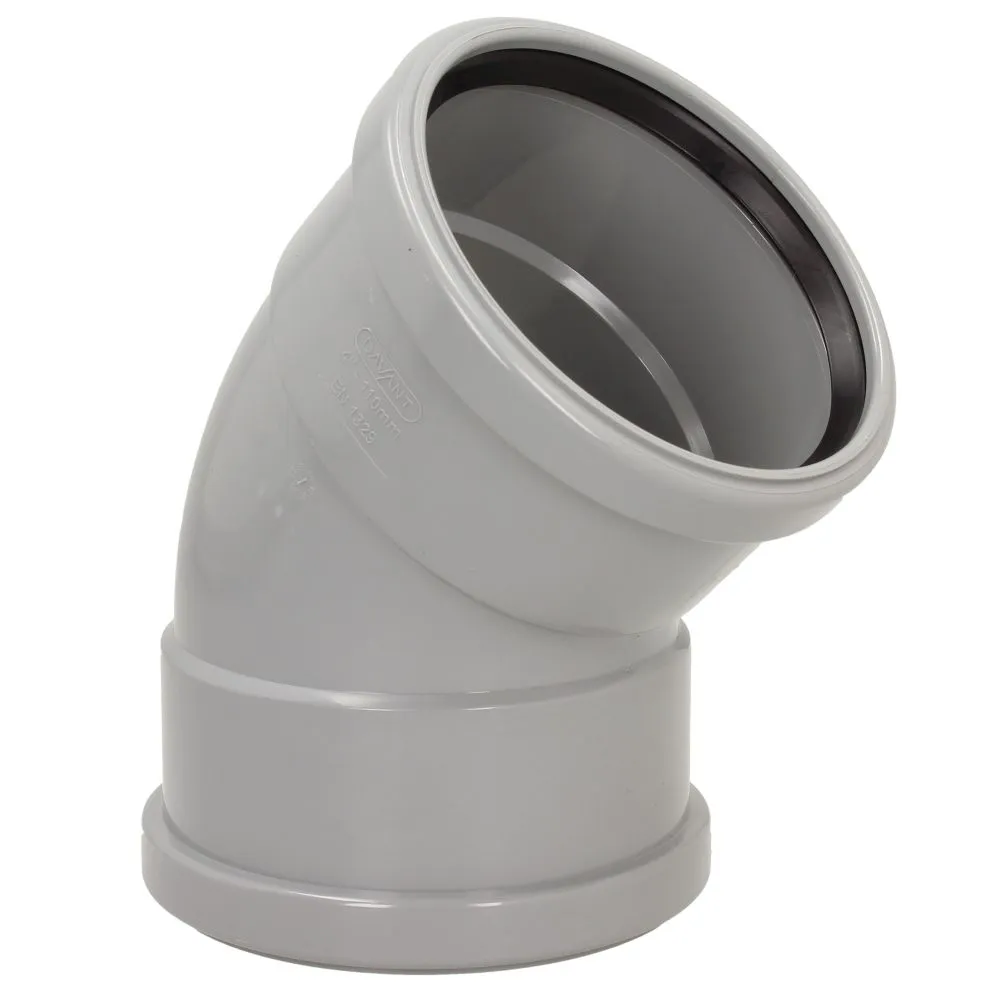 110mm Push Fit Soil 45° Elbow Grey