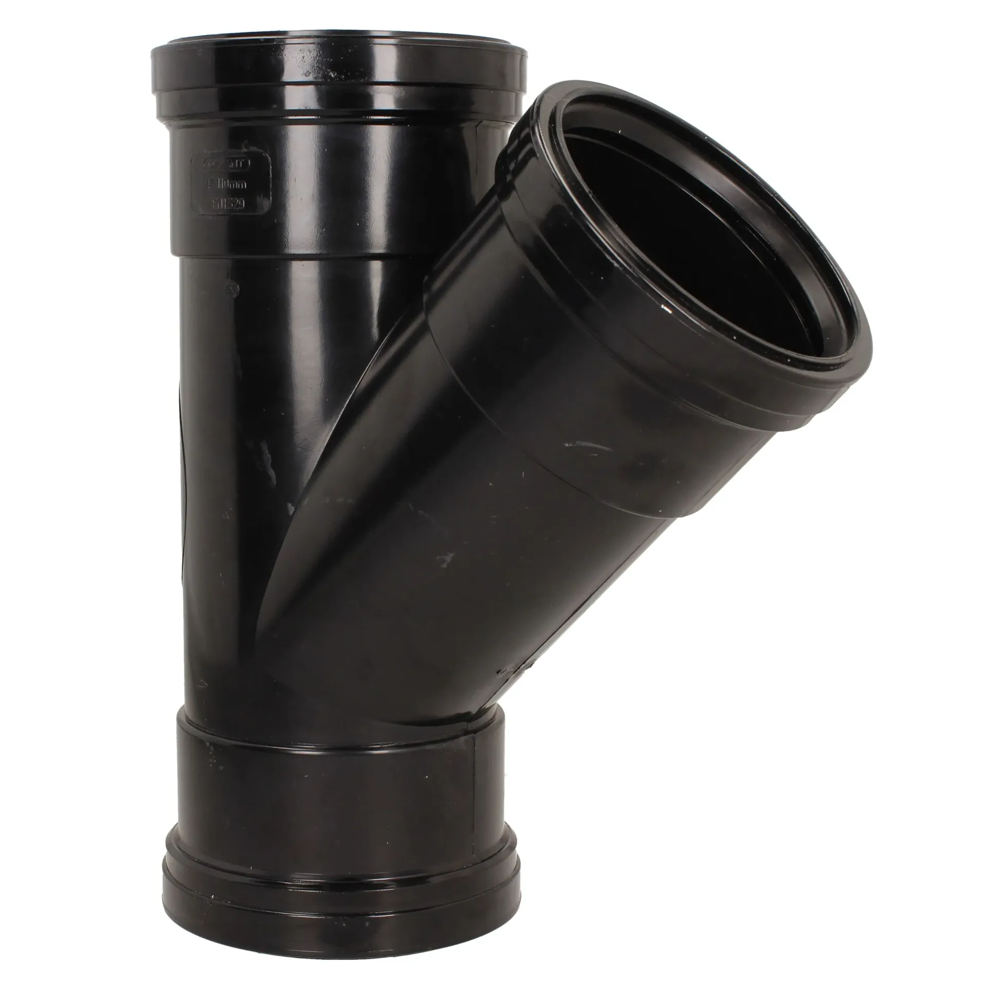 110mm Push Fit 135° Triple Socket Branch Tee Black