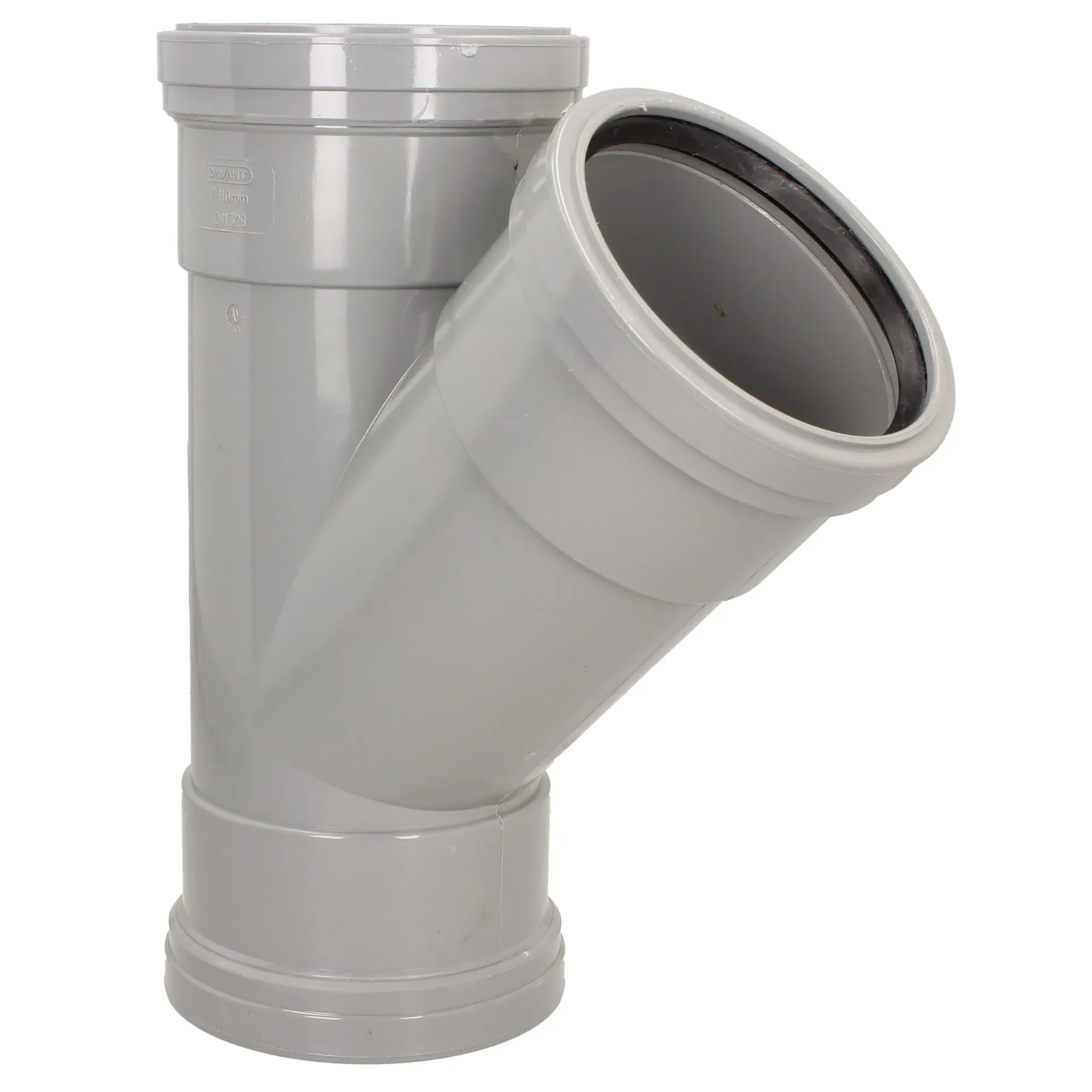 Davant 110mm Push Fit 135 Degree Triple Socket Branch Tee Grey