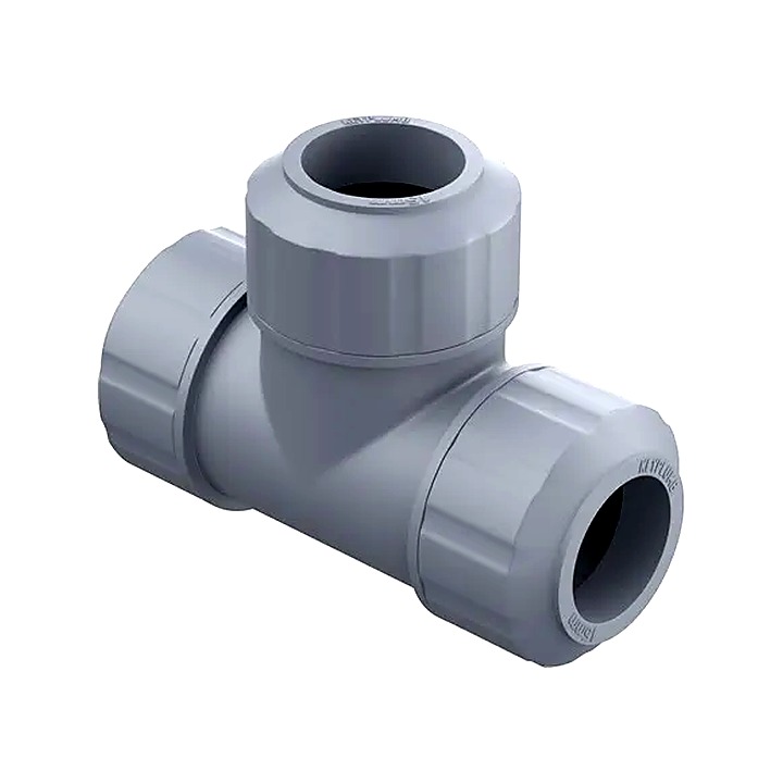 15mm Equal Plastic Speed Fit Tee Grey 10 Pack