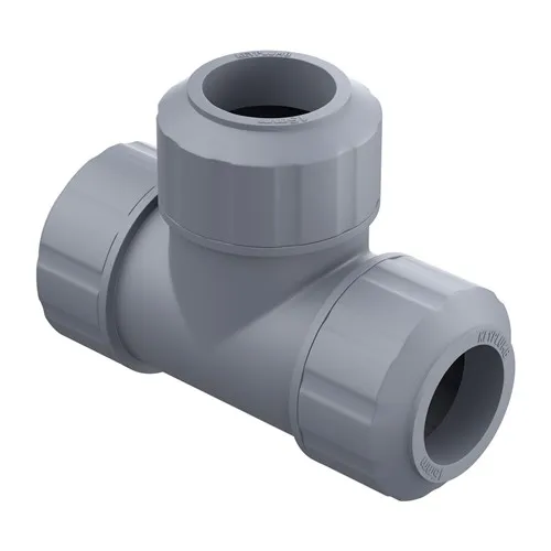 15mm Equal Plastic Speed Fit Tee Grey 10 Pack