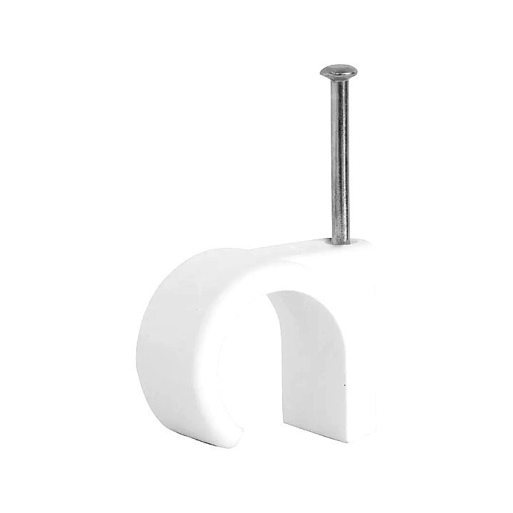 8mm Round Cable Clips White Pack of 50
