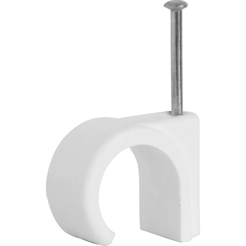 8mm Round Cable Clips White Pack of 50