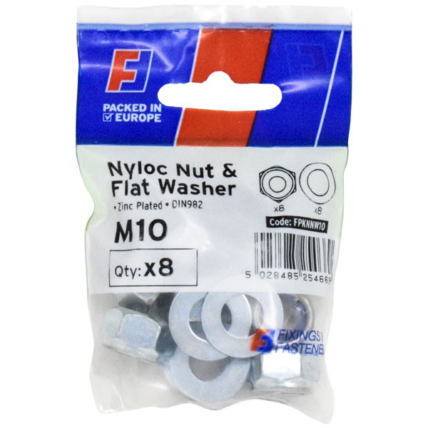 ForgeFix M8 Nyloc Nut & Washer M8 12 Pack