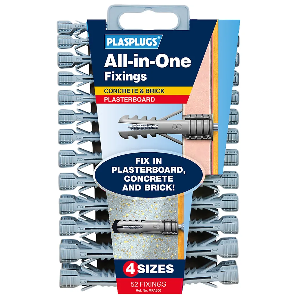 Plasplugs All-in-One Fixings Assorted 52 Pack