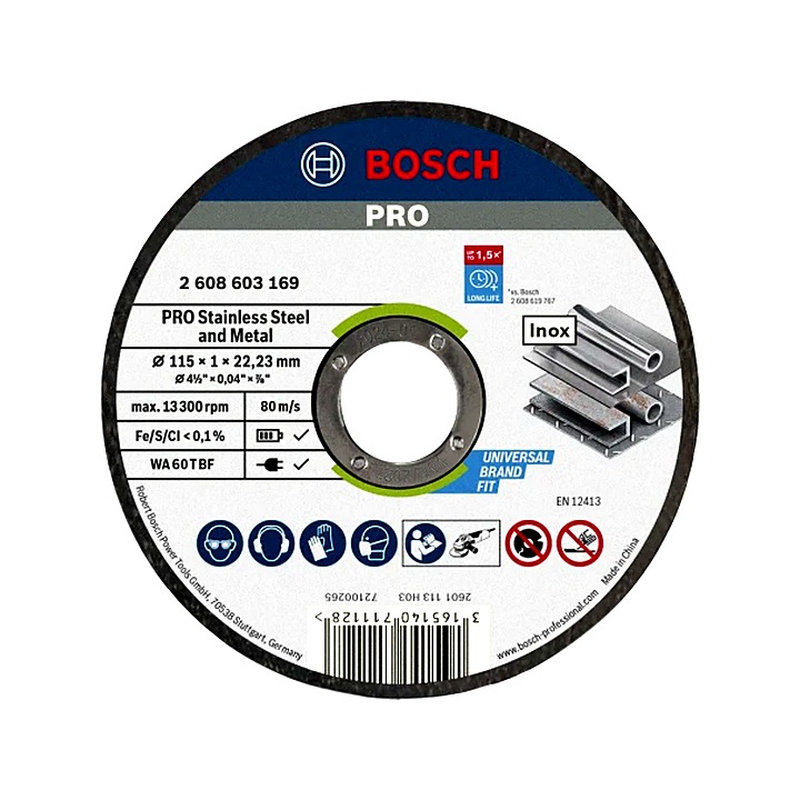Bosch PRO Stainless Steel & Metal Cutting Disc 115 x 1.0 x 22.23mm
