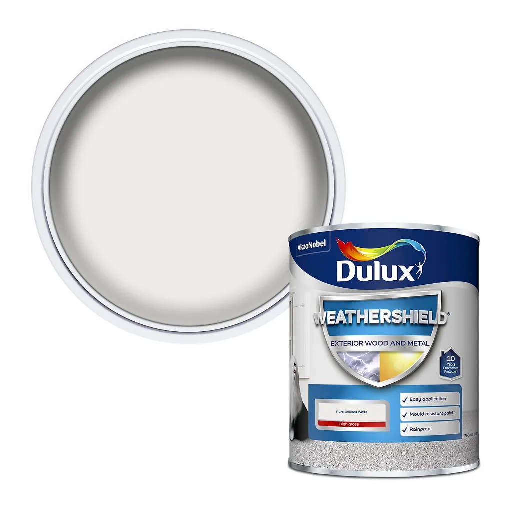 Dulux Weathershield Pure Brilliant White Exterior Metal & Wood Gloss 2.5L