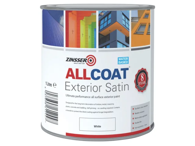 Zinsser All Coat Exterior Paint Satin White 1L