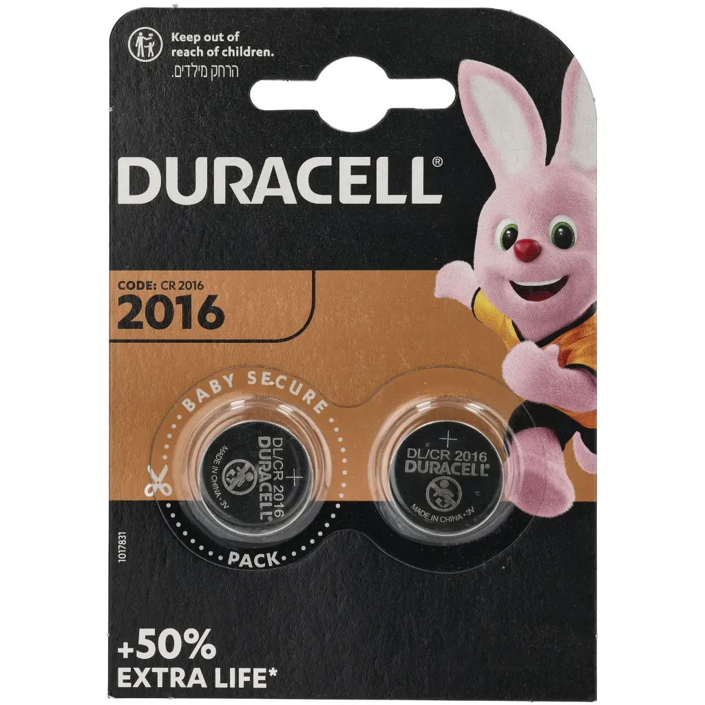 Duracell Lithium Coin Batteries 3V CR2016 2 Pack