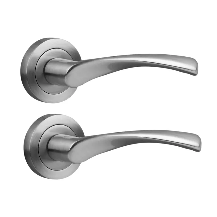Sichern Stirling Round Lever On Rose Satin Chrome Handle