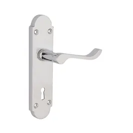Sichern Carisbrooke Scroll Lock Door Handles Pair Satin