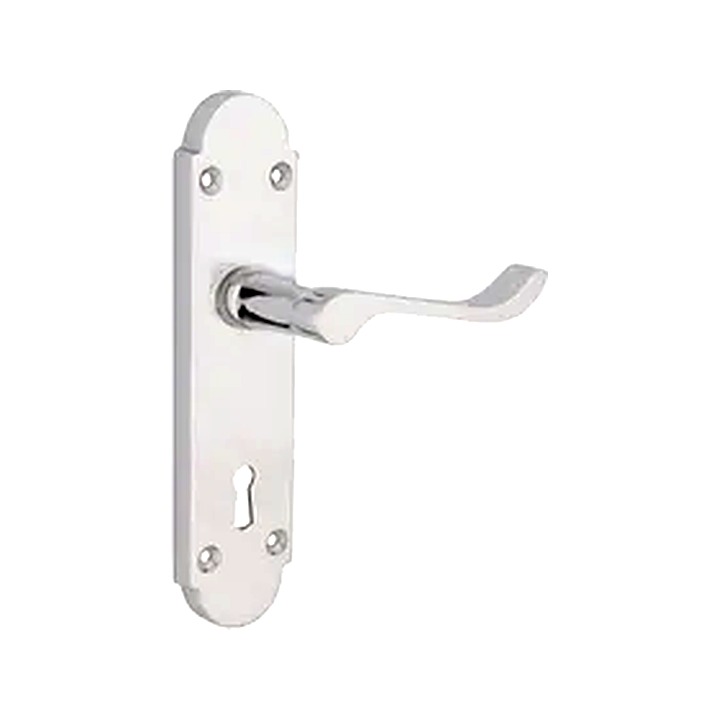 Sichern Carisbrooke Scroll Lock Door Handles Pair Satin