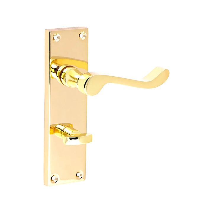 Sichern Victorian Scroll Bathroom Lock Handles Pair Electro Brass