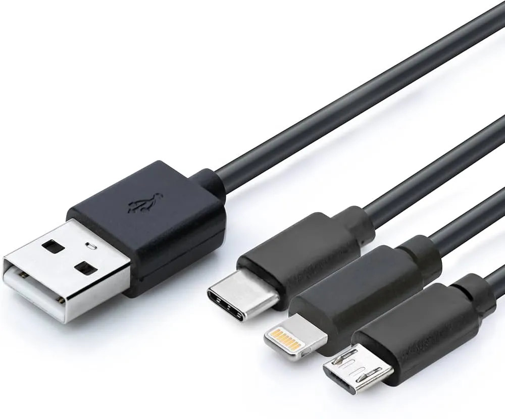 USB-A to Multi Lead PVC Cable Black 1m