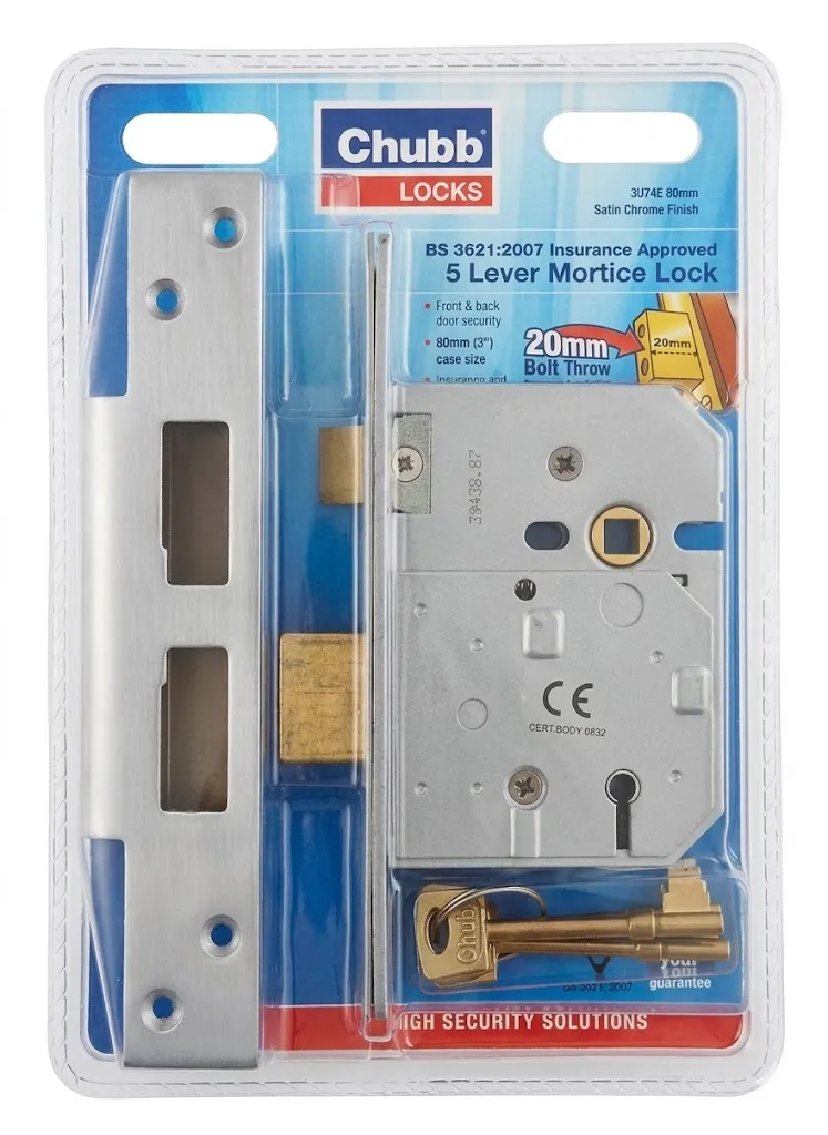 Chubb 3U74E BS 5 Lever Sashlock 67 mm Polished Brass