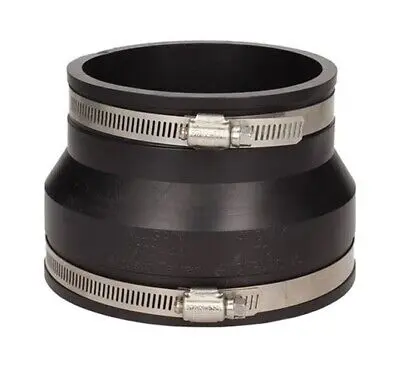 Flexible Soil Coupling 6" Clay- 4" Plastic Reducer
