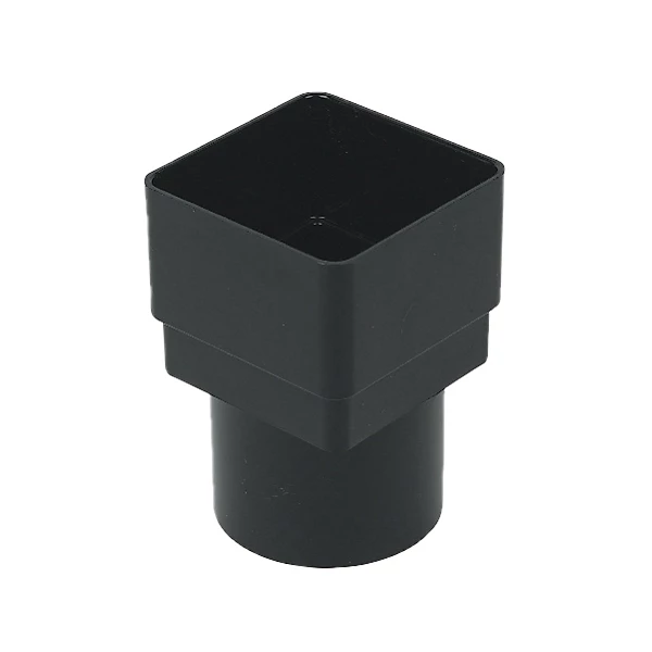 Square to Round Gutter Downpipe Adaptor Black