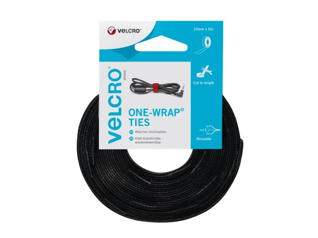 Velcro Reusable Hook & Loop 10mm x 5m Black
