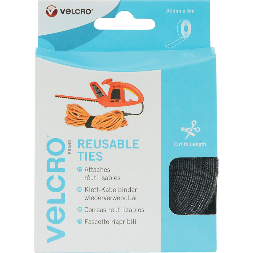 Velcro Reusable Hook & Loop 30mm x 5m Black