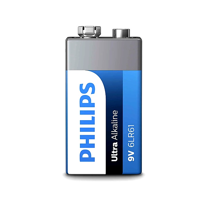 Single 9V Philips Industrial Alkaline Battery