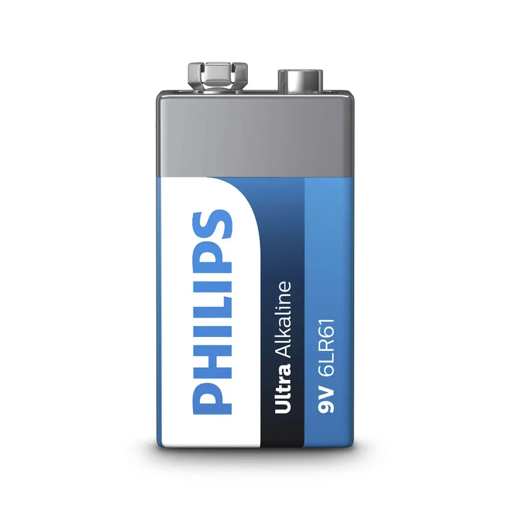 Single 9V Philips Industrial Alkaline Battery