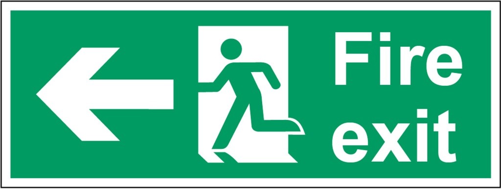 Securit Fire Exit Arrow Left 400mm x 150mm