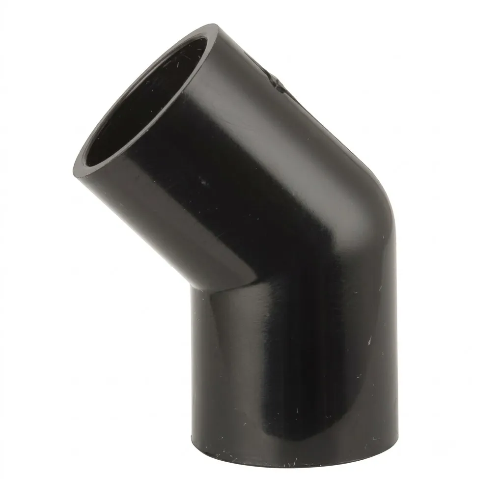 21.5mm Overflow Solvent Weld 45° Elbow Black