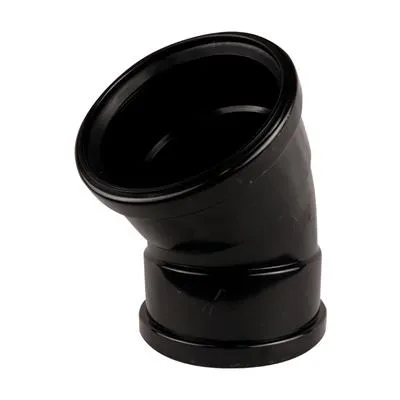 110mm Push Fit Double Socket Soil 45° Elbow Black