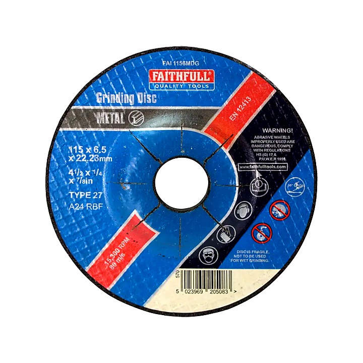 Depressed Centre Metal Grinding Disc 115 x 6.5 x 22.23mm