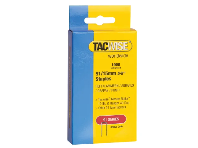 Narrow Crown Staples 15mm Electric Tackers Pack of 1000