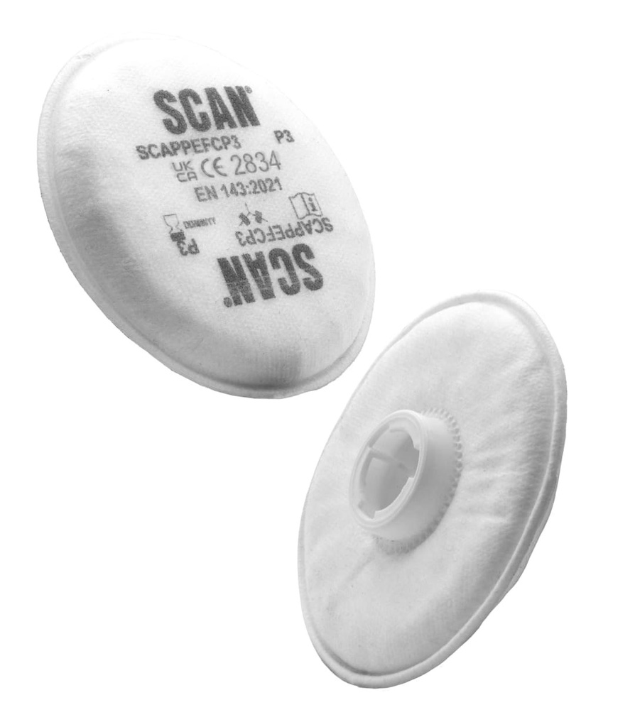 Scan Twin Half Mask P3 Particle Filter Cartridge 2 Pack