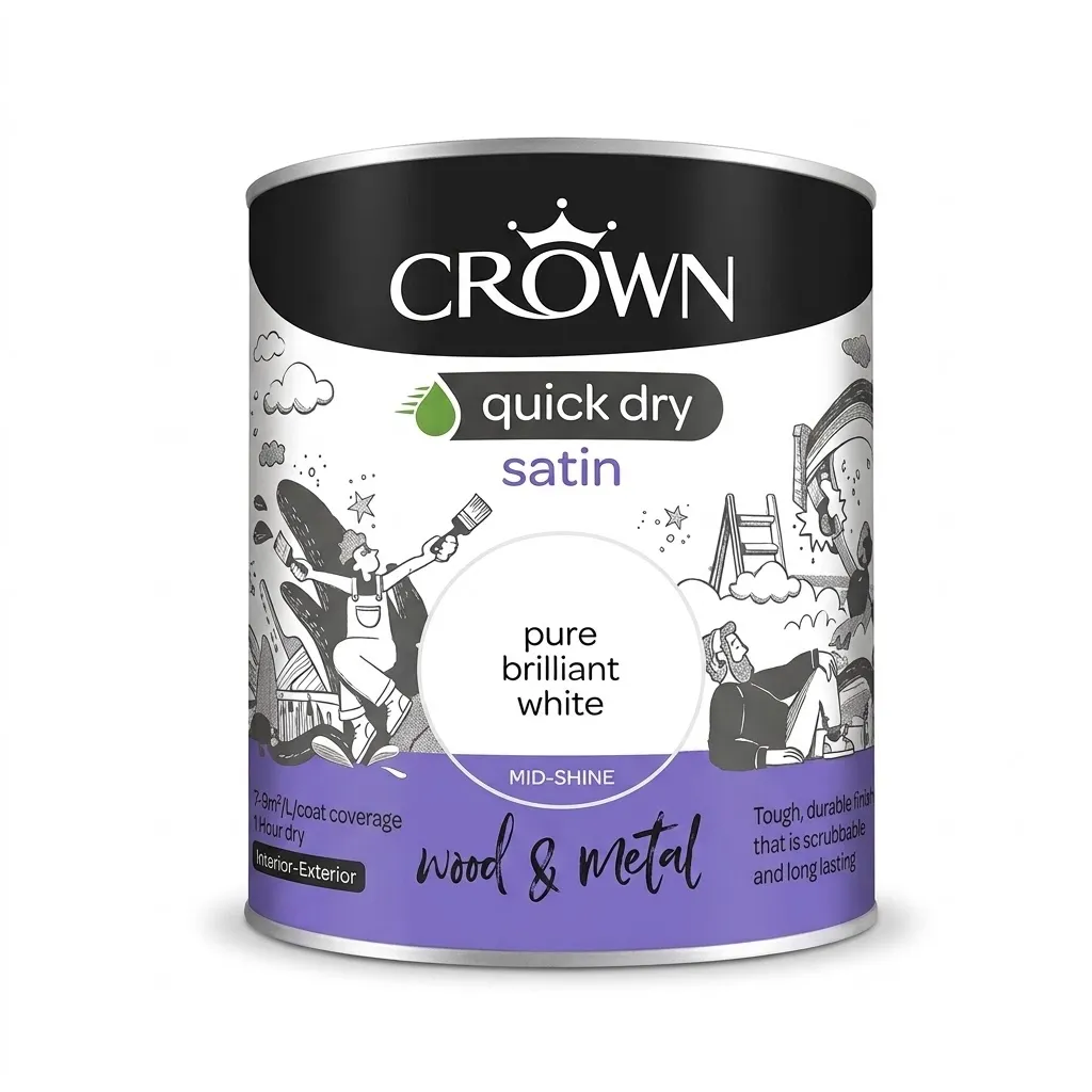 Crown Quick Dry Satin Pure Brilliant White 750ml
