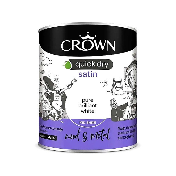 Crown Quick Dry Satin Pure Brilliant White 750ml