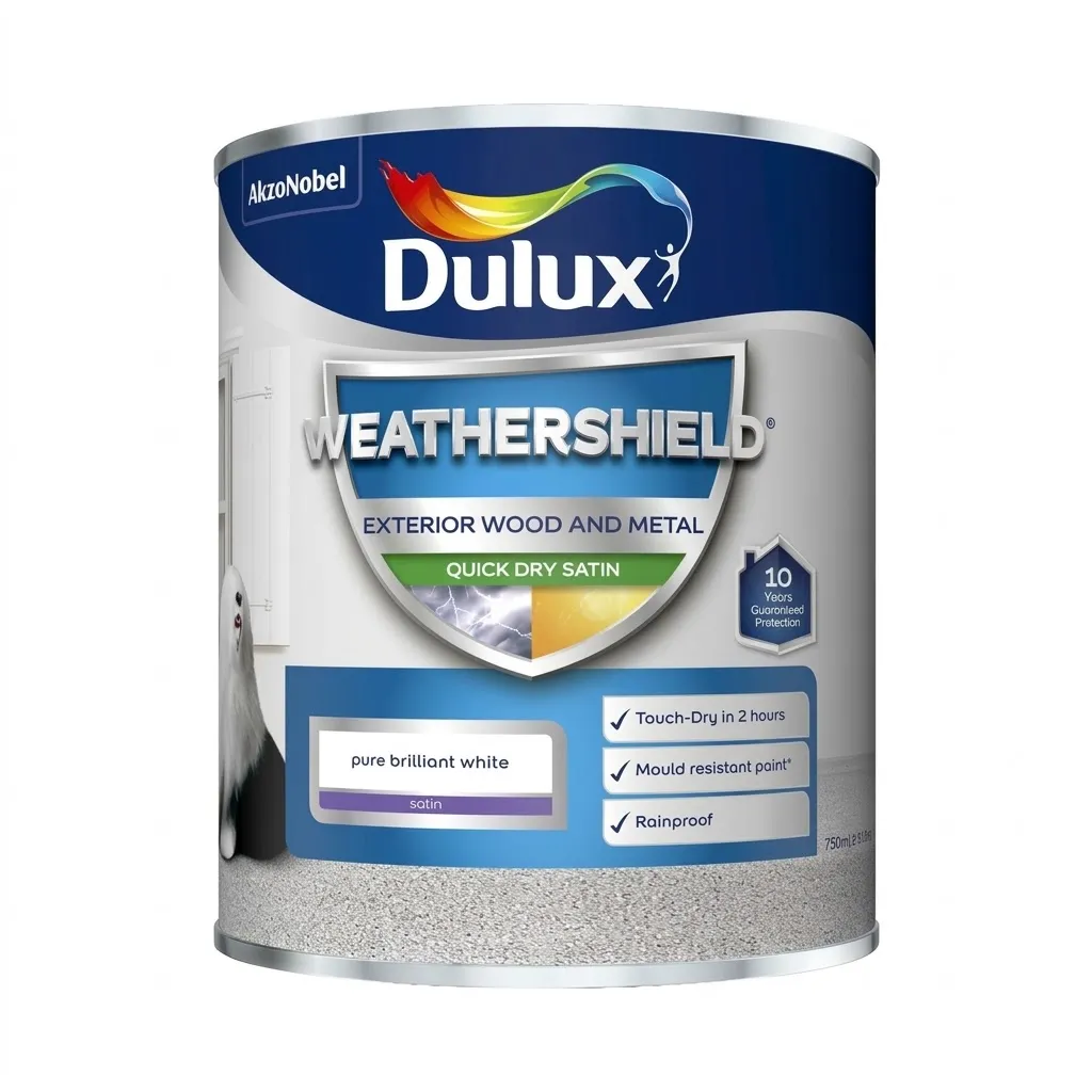 Dulux Weathershield Exterior Satin Wood & Metal Pure Brilliant White 2.5L