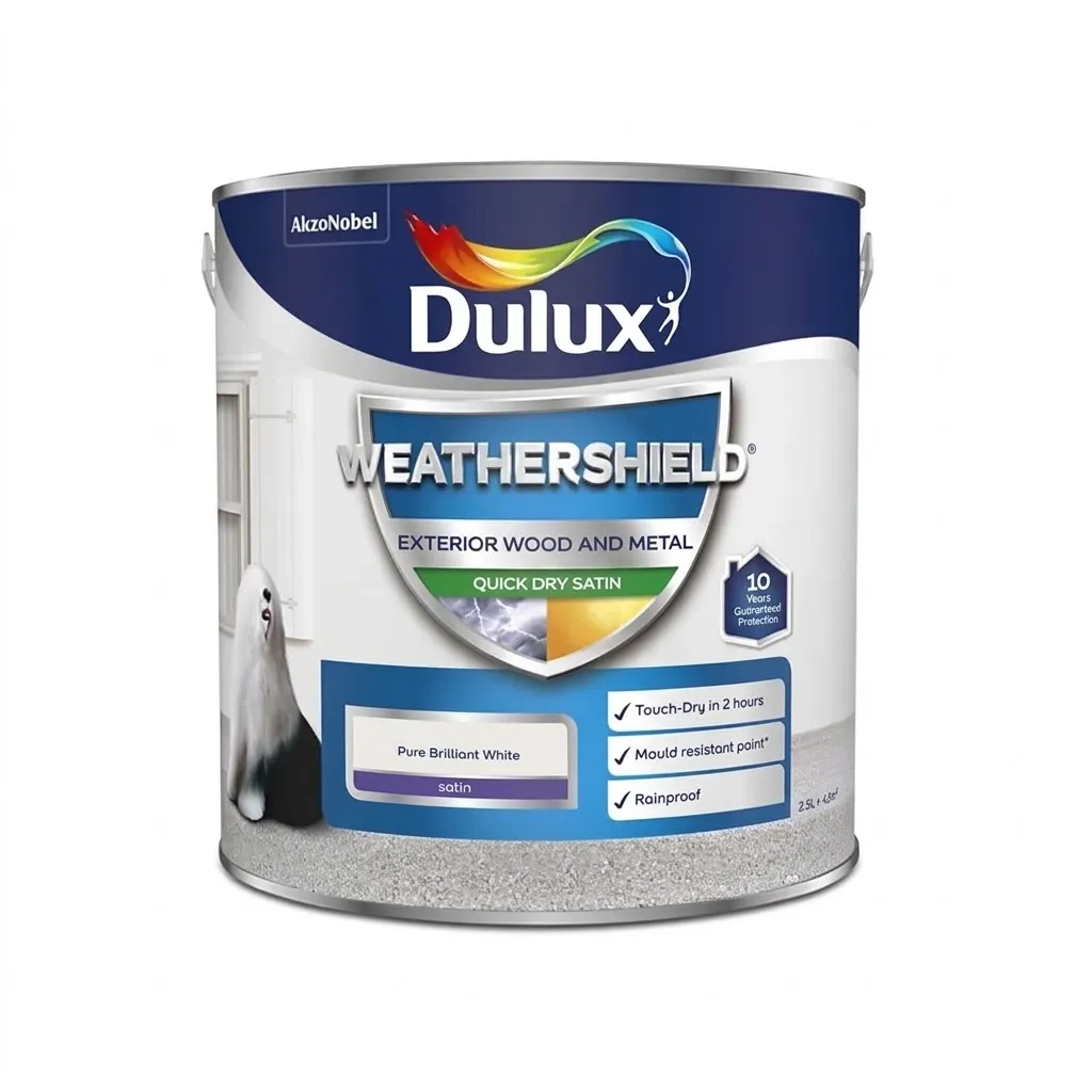 Dulux Weathershield Exterior Satin Wood & Metal Pure Brilliant White 2.5L