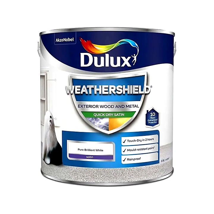 Dulux Weathershield Exterior Satin Wood & Metal Pure Brilliant White 2.5L