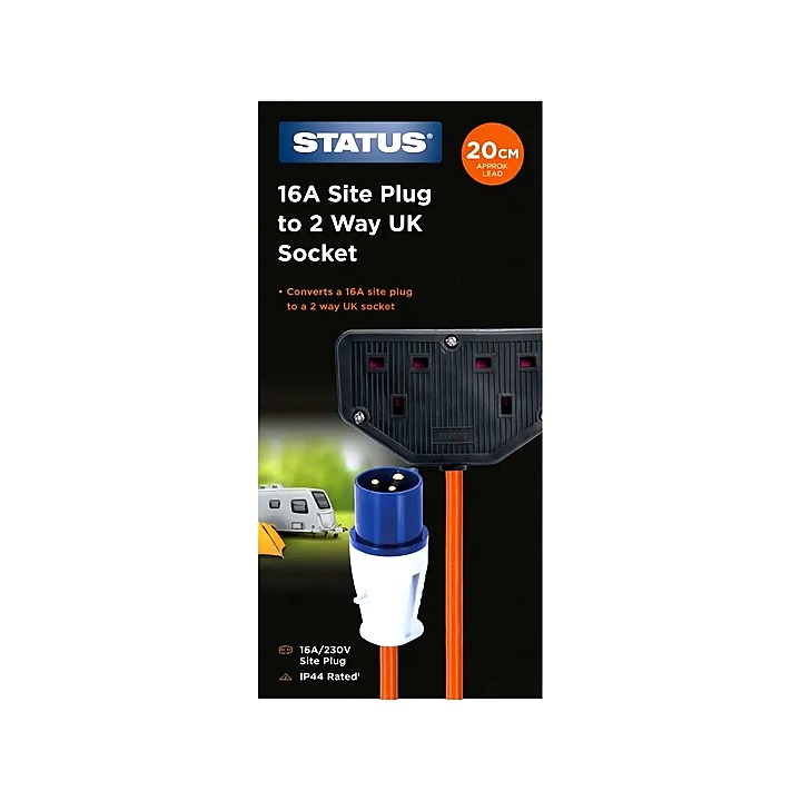 16A Plug to 13A Double Socket