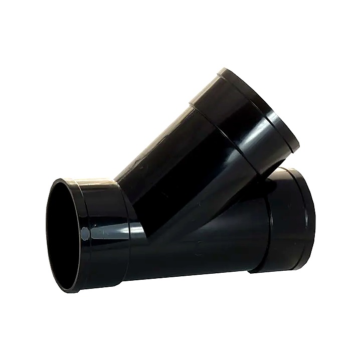 110mm 135° Tee Solvent Weld Triple Socket Black