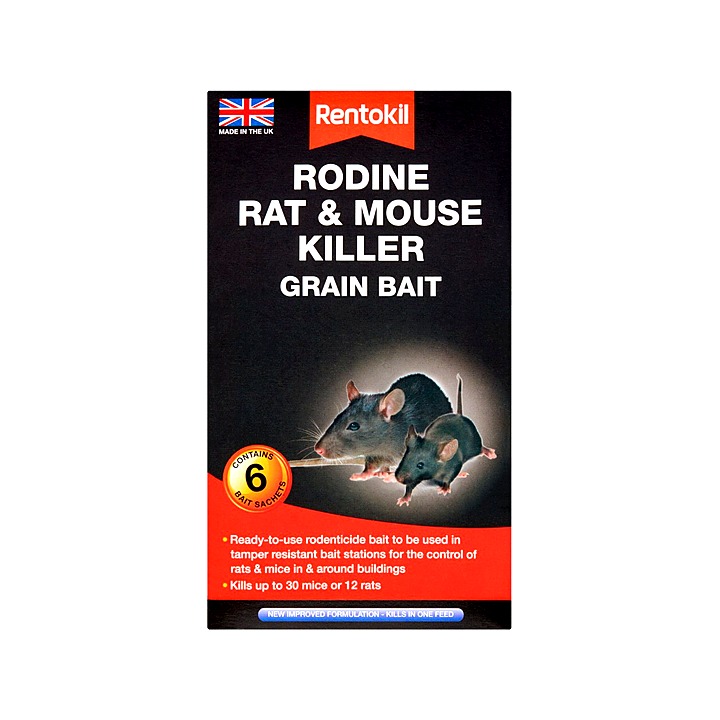 Rentokil Rodine Rat & Mouse Killer Grain Bait 4 Satchets