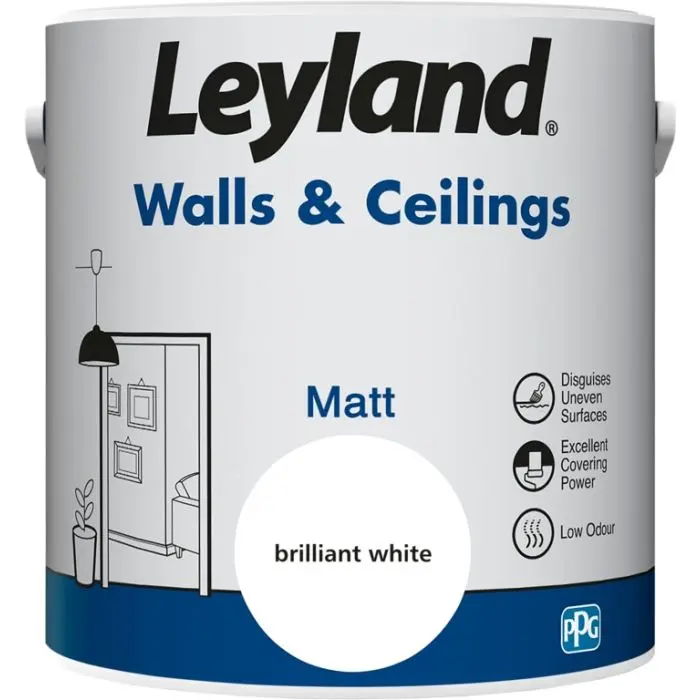 Leyland's Matt Brilliant White Wall & Ceiling 2.5L