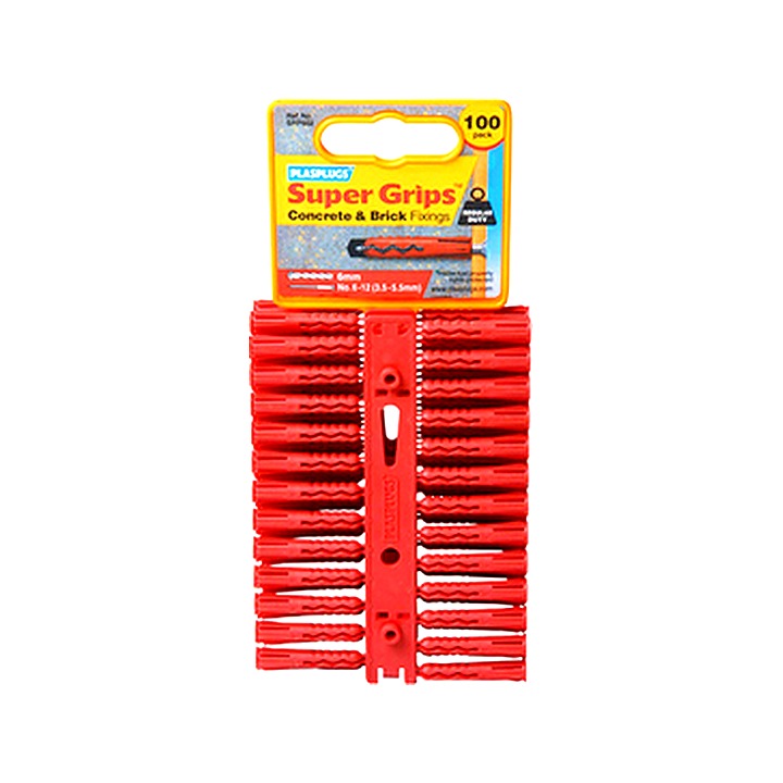 Plasplugs Solid Wall Super Grips Fixings 100 Pack