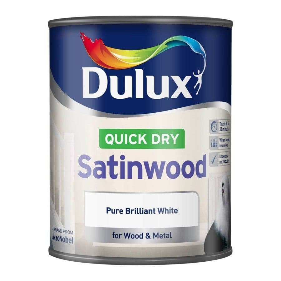 Dulux Quick Dry Satinwood Pure Brilliant White 2.5L