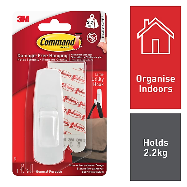 3M Command Large Utility Hooks White