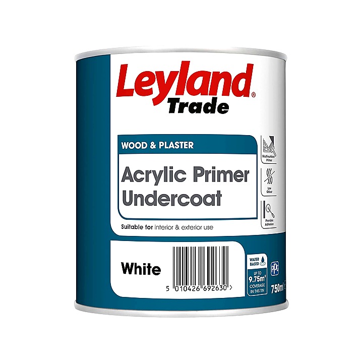 Leyland Trade Acrylic Primer Undercoat White 750ml