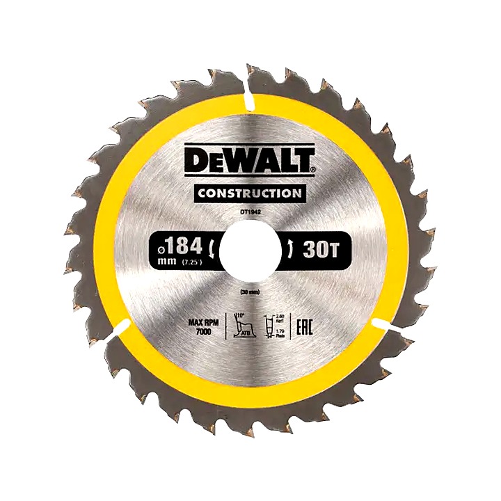 Dewalt Construction Circular Saw Blade 184 x 30mm x 30T