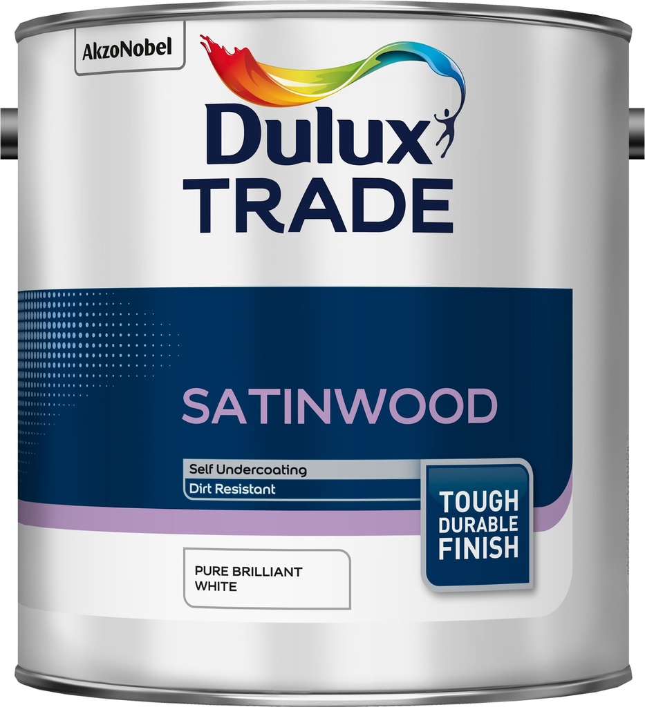 Dulux Trade Pure Brilliant White Satinwood Paint 2.5L