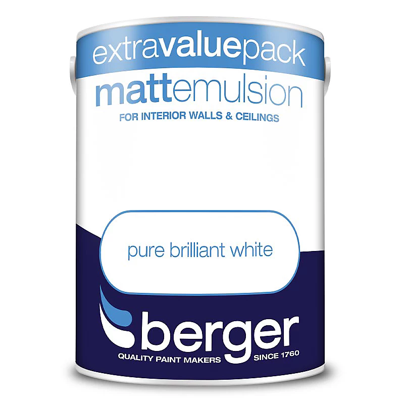 Berger Matt Emulsion Pure Brilliant White Interior Walls & Ceilings 3L