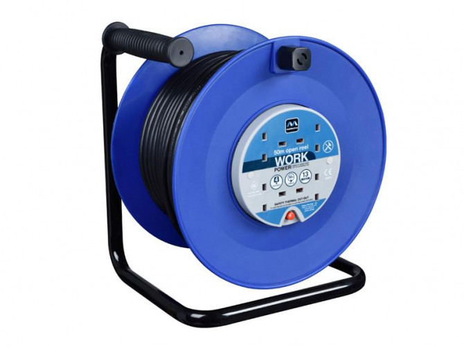 Masterplug Heavy-Duty 4 Socket Cable Reel 50m 