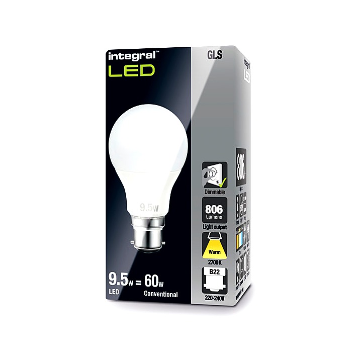 Integral LED 7W B22 Bayonet Dimmable Cool White 5000k Bulb